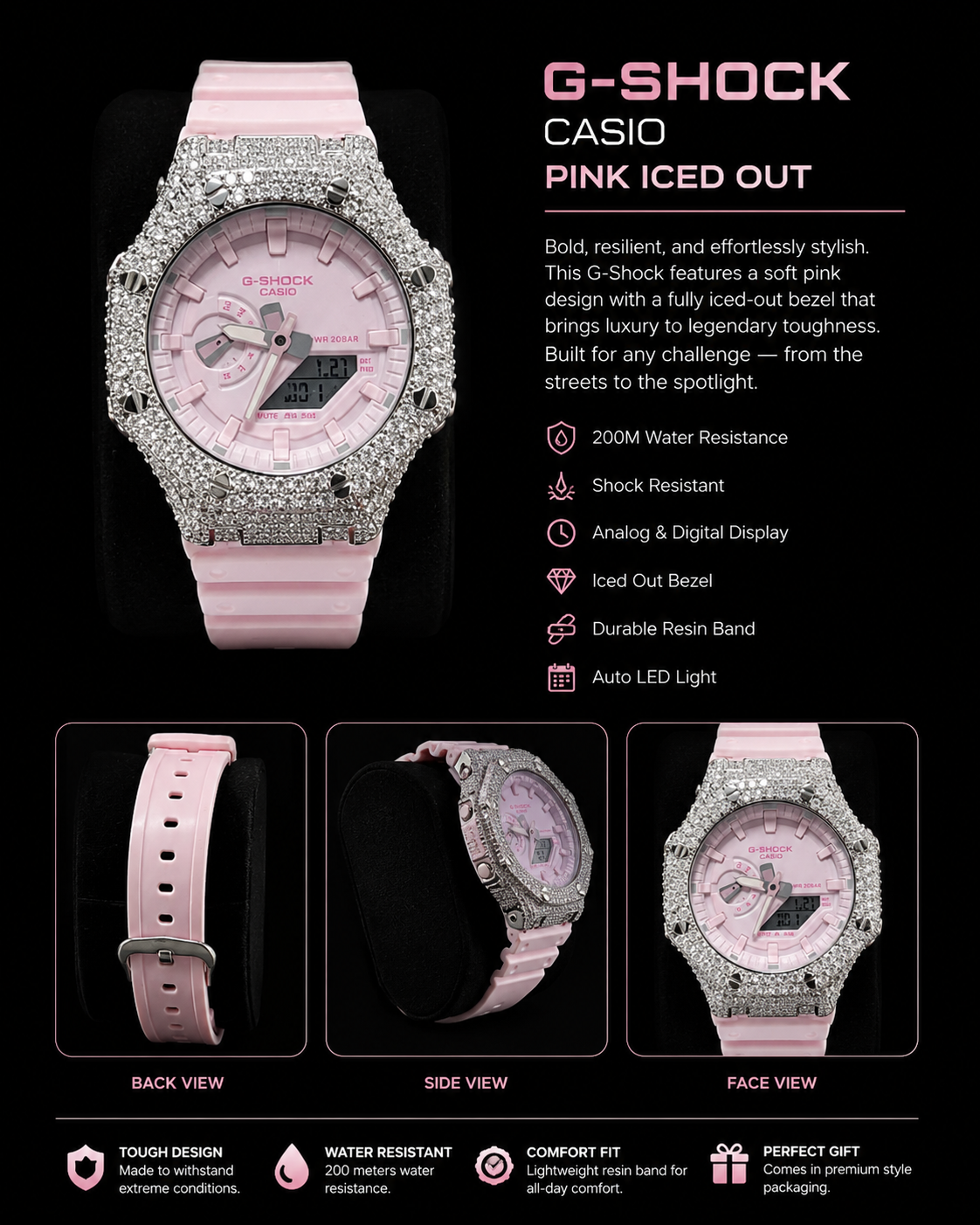 Pink Iced-Out G-SHOCK